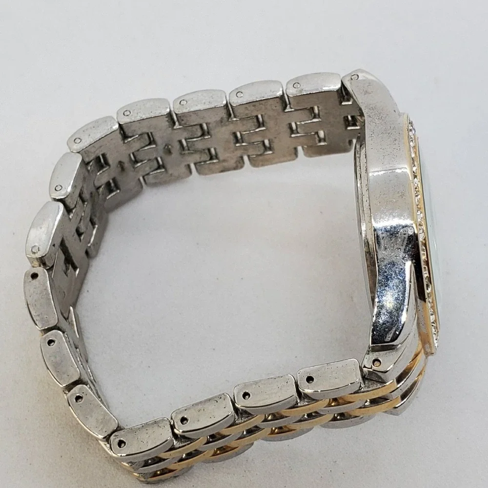 Women's Watch 35MM Crystal Bezel White Dial Gold Gray Bracelet 6